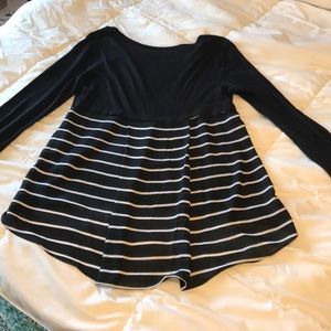 Ana hi-low black and white striped top